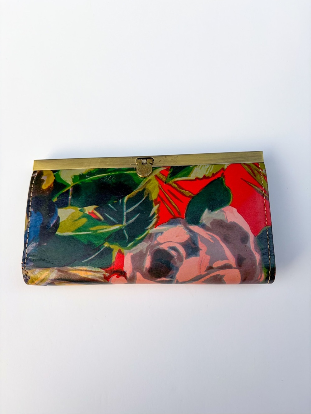 Patricia Nash Cauchy Frame Wallet Winter Bloom Floral Leather Lift Lock Clutch